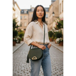 INC International Concepts Black Handbag with Leather Trim